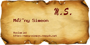 Mány Simeon névjegykártya